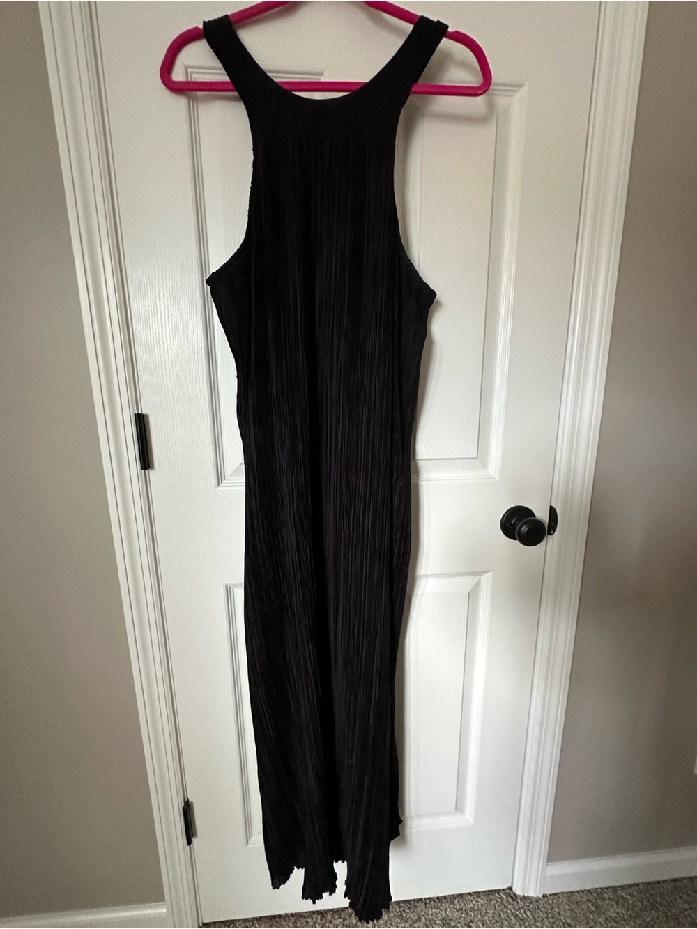 Anthropologie Black Sleeveless Maxi Dress - Elegant micro pleat